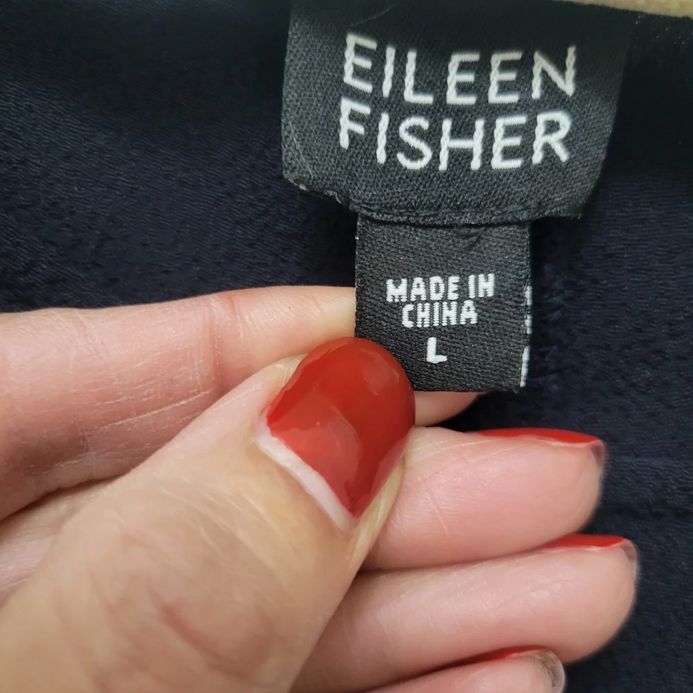 Eileen Fisher Blk Slvless Midi Dress L Minimalist Cottagecore Coastal Lagenlook‎